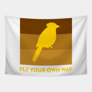 Fly Your Own Way Parrot Bird design, Motivational Quote Tapestry