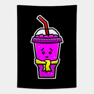 Cute and Cold Ice Slushie in Pink Strawberry Flavour with a Scarf - Pink Slushy Tapestry