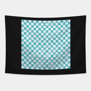 Turquoise watercolor checkers Tapestry