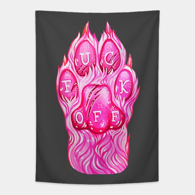 F**k Off Paw Tapestry by Bethaliceart