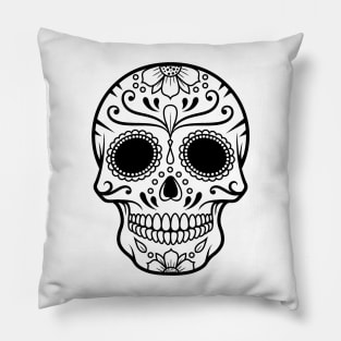 Day of the Dead Skull Black Pillow