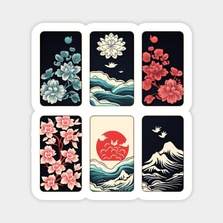 Japanese Inspired Panels | Japanese Waves and Flowers Magnet