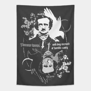 Insane Edgar - Edgar Allan Poe, Gothic, Dark art, roses, skulls and death Tapestry