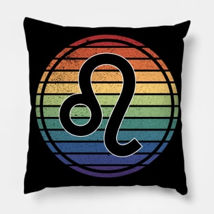 Vintage Distressed Rainbow Gay Pride Zodiac Leo Pillow