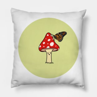 Kind Mushroom and Butterfly Pillow