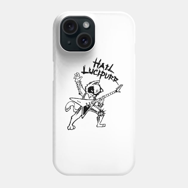 Hail Lucipurr Heavy Metal Satan Guitar Playing Cat Gothic Phone Case by TellingTales