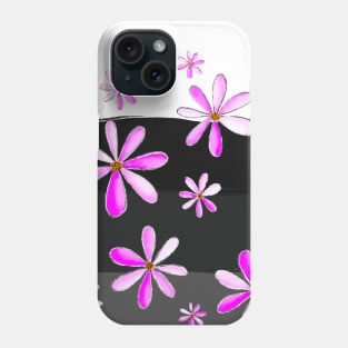 A Cascade of Daisies - Hand Drawn Design with Hot Pink Petals Phone Case