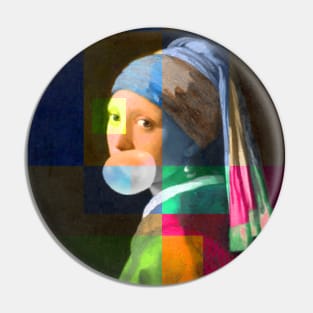 The Girl With A Pearl Earring And Bubble Gum, Colorful Pin