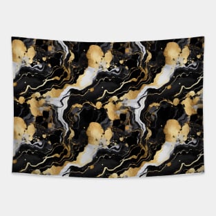 Black and Gold Liquid Marble Texture Tapestry