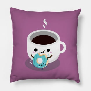 Coffee Eating Donut Pillow