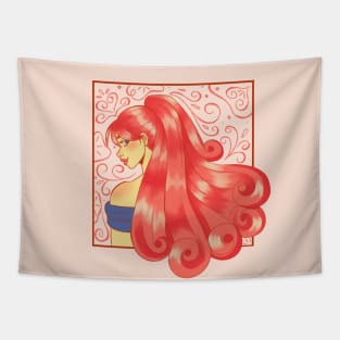 girl with long pink hair without background Tapestry