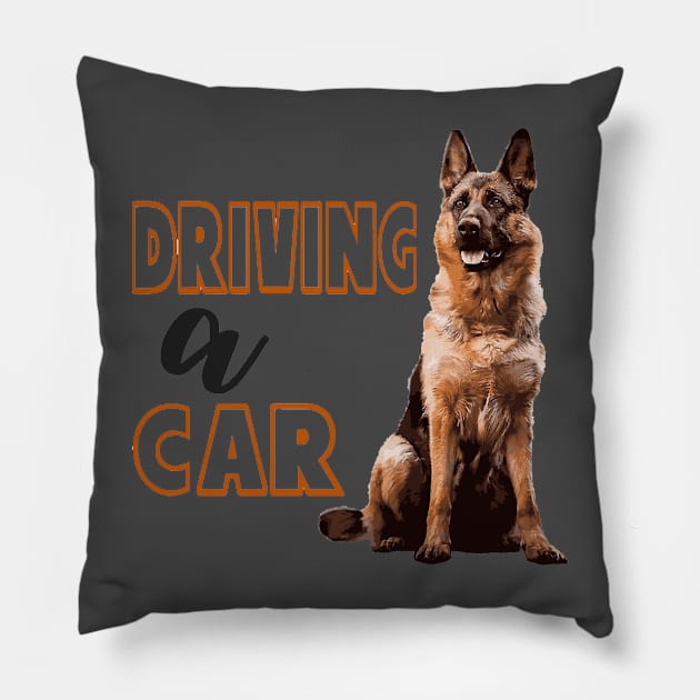 Dog Driving A Car Pillow by KidzyAtrt