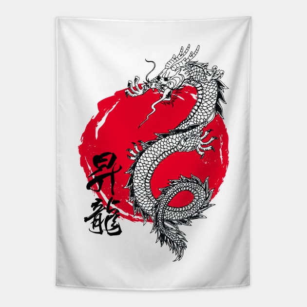 aesthetic Japanese dragon Tapestry by purplecrowshub