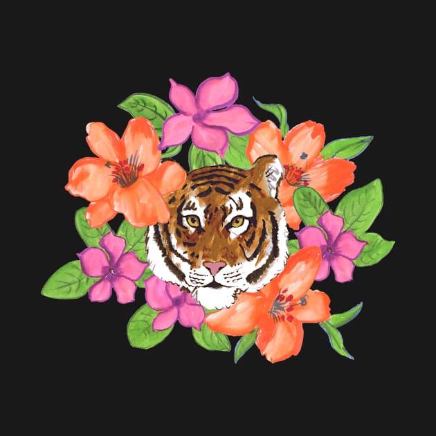 Floral Tiger Portrait by Annelie