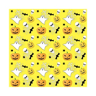 Halloween Pattern on Yellow Background T-Shirt