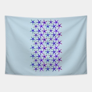 Colorful Blue Starfish Pattern (on light blue) Tapestry