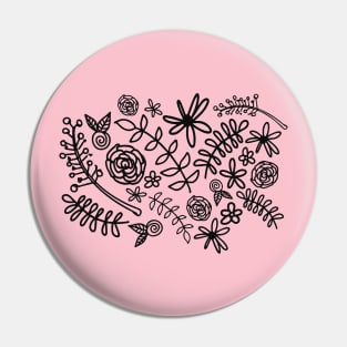 flower doodle black and pink Pin