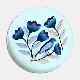 Blue bird amid the tulips Pin