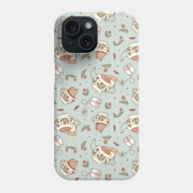 Guinea pig tea party pattern, bubu and moonch Phone Case by Noristudio