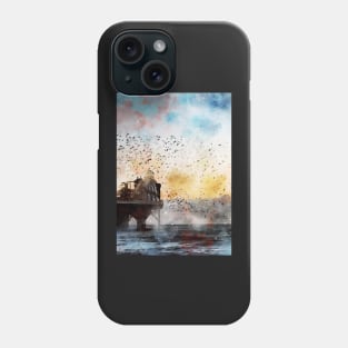 Birds flying around a pier and helter skelter Phone Case