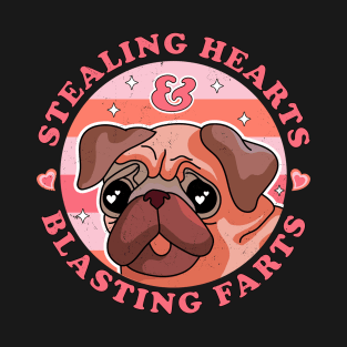 Stealing Hearts And Blasting Farts Dog Pug Valentine's Day T-Shirt