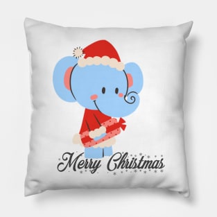 Merry Christmas elephant Pillow