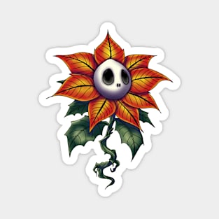 Spooky Christmas Poinsettia Magnet