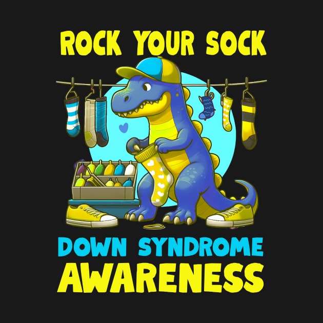 Dinosaurus ( Dino) Down Syndrome Awareness Rock Your Sock by inksplashcreations