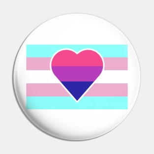 Transgender Pride Flag with Bisexual/Biromantic Heart Pin