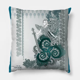 Celtic fairy holding sword Pillow