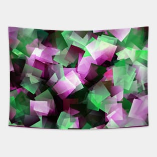 Abstract Purple, Green and Black Squares Pattern Tapestry