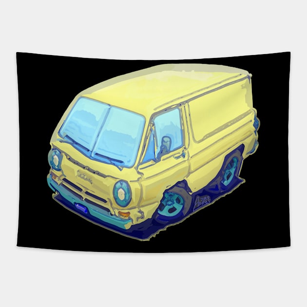 Vintage American van in vector style Tapestry by Andres7B9