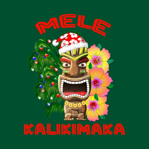 Mele Kalikimaka Hawaiian Tiki Merry Christmas by macdonaldcreativestudios