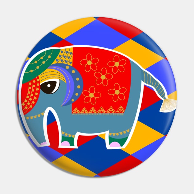 Colorful Elephant Pin by EV Visuals