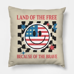 4th Of July Smile Face America Funny Independence Day Pillow