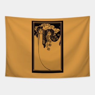 Art Nouveau Ladies (gold on black) Tapestry