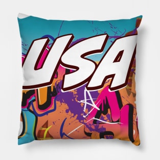 USA Graffiti Pillow