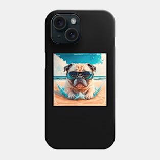 Pug on beach Phone Case