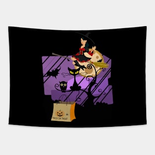 Trick Or Treat Halloween Witch Tapestry