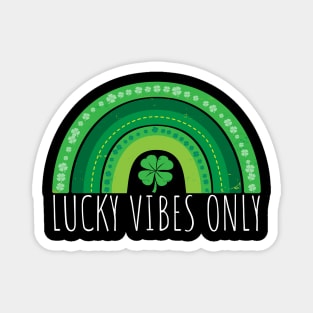 Lucky Vibes Only Green Shamrock Rainbow Lucky St Paddy's Magnet