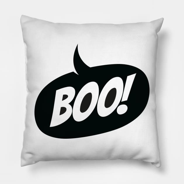 Boo! (black ink) Pillow by GraphicGibbon