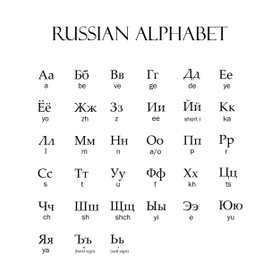 Russian | Alphabet With Pronunciation Cyrillic Script T-Shirt