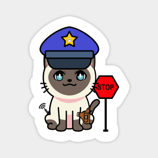 Cute siamese cat is a police Magnet