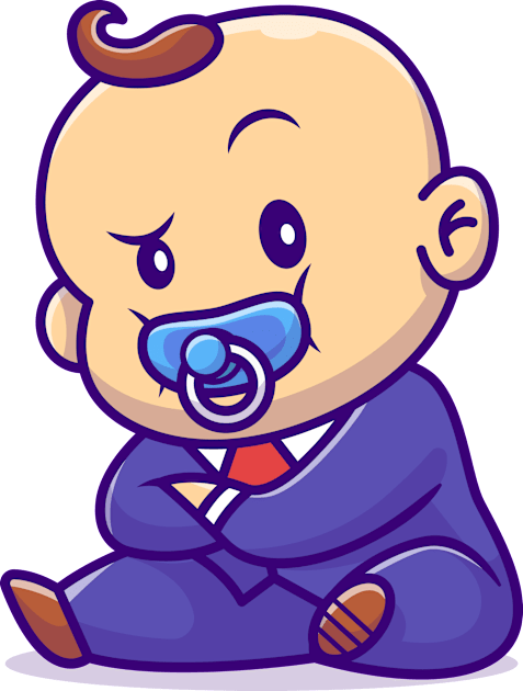 Cute Baby Boss With Pacifier Cartoon Kids T-Shirt by Catalyst Labs