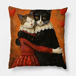 Vintage Valentines Cats Pillow