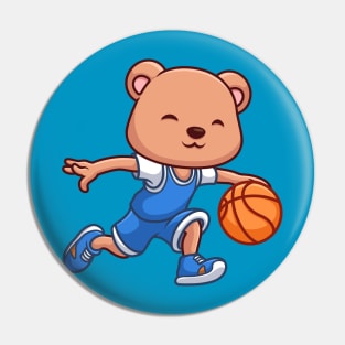 Basketball Bear Cute Cartoon Pin