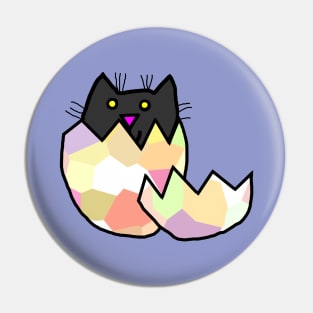 Black Cat Hatching from Easter Egg as Kitten Pin