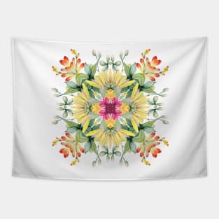 Yellow Mums Watercolor Pattern Tapestry