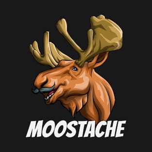 Funny Moostache Dad Joke Animal Moose Mustache Fathers Gift T-Shirt