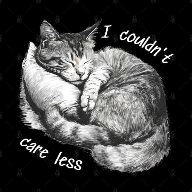 "I couldn't care less" sleeping sarcastic cat by in leggings